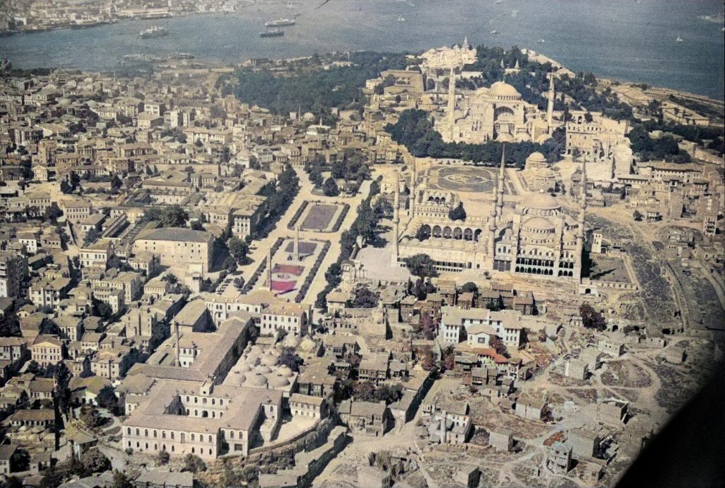 Istanbul 1934 aerial photo historical Hipodrome and Hagia Sophia