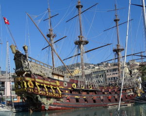 Pirate ship at Cenova port Italy