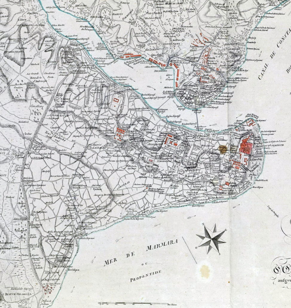 François Kauffer, B. Lechevalier, Plan de Constantinople map 1807 detail