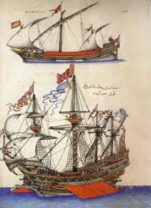 Venetian mavna ship and Ottoman goke ship