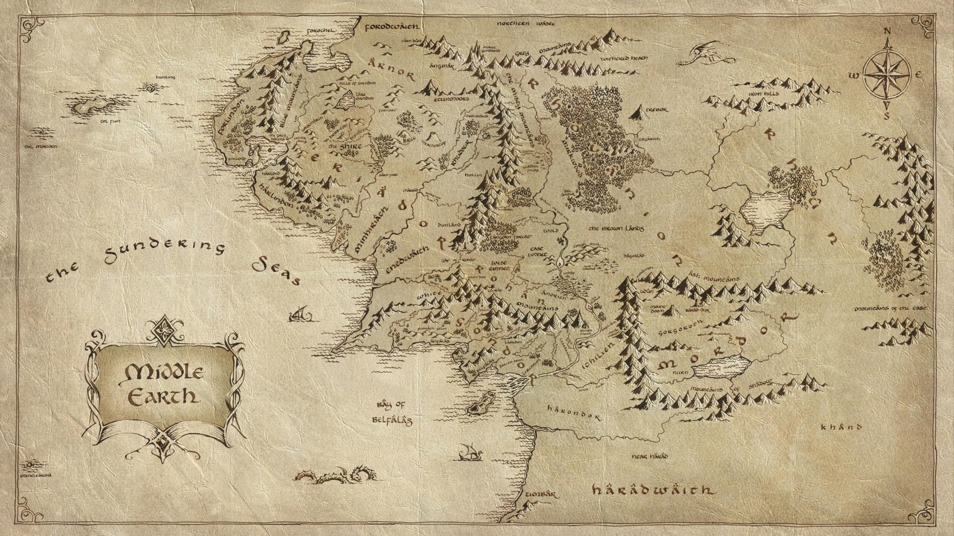 Middle Earth map, Tolkien