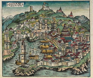 Genoa map, Nuremberg chronicles f 58v 1