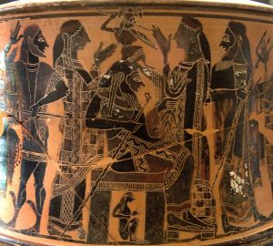 Birth of Athena. Attic exaleiptron (black-figured tripod), ca. 570–560 BC. Found in Thebes