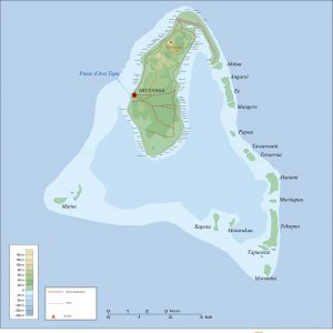 Aitutaki map, Cook Islands Pasific