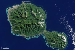 Tahiti satellite picture NASA, 2001  French Polynesia Society Islands