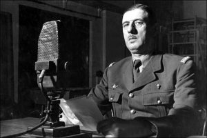 French junior defence minister Charles de Gaulle has evacuated to Britain & refuses to accept peace with Germany; he's on BBC radio proclaiming: "Has the last word been said? Must hope disappear? Is defeat final? No!"