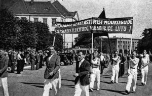 "Spontaneous" (NKVD-organised) demonstrations by workers in Soviet-occupied Estonia, Latvia & Lithuania demanding USSR absorb them