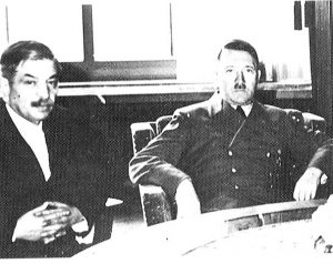 Pierre Laval, French Premier & second man in Vichy regime, now meeting Hitler "to offer my personal collaboration with the Reich- to help France."