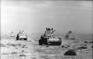 Italian tanks now rolling into British-controlled Egypt, from Libya; Mussolini's dream of a new Roman empire advances.