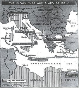 Mussolini hates Italy's "dependence" on pasta, wants rice to become the national dish: "A nation of spaghetti eaters can't restore Roman civilization!". New York Times map shows the "blows being rained on Italy" as Germany's Axis partner tries- and so far fails- to invade Greece