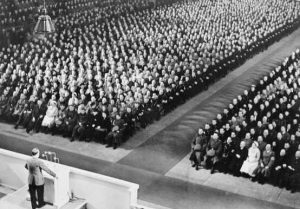 Hitler making annual New Year speech at Berlin Sportspalast- promises 1941 will see Axis victory, a "new world order" & "German supremacy in Europe". Hitler repeats his pre-war promise: "If Jewry were to plunge the world into war, the role of Jewry would be finished in Europe