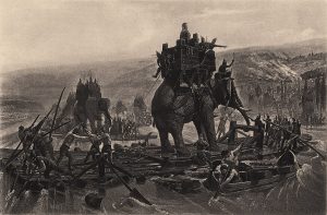 Hannibal Barca crossing the Rhône. Henri-Paul Motte, 1878