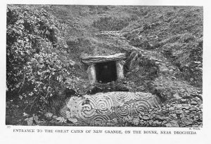 The entrance to Newgrange in the late 1800s, when the mound had become largely overgrown. Entrance to Bru na Boinne