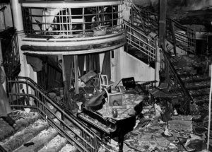Luftwaffe bombs have smashed through the roof of Café de Paris, falling down a ventilation shaft- carnage as they hit orchestra gallery & packed dancefloor.