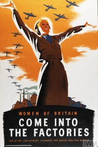 UK Minister of Labour Ernest Bevin appeals for 100,000 British women to volunteer for work in arms factories in next fortnight; female labour is vital to the war effort.