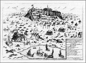 Depiction of the Venetian siege of the Acropolis of Athens in 1687, during the Turkish-Venetian War, 1680s