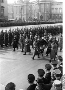 Today is an annual day of remembrance for German war dead- Hitler now laying a wreath at the Berlin cenotaph.
