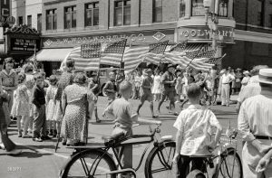 Today, for the first time, US Independence Day is a national federal holiday. In still-neutral USA, Americans celebrate with parties & patriotic parades. UK is celebrating American aid on "Lend-Lease Day", 4th July- streets are hung with stars & stripes, Britons eat "US food