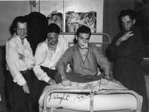 An exclusive new drinking society has opened in Britain- "Guinea Pig Club" for badly burned Royal Air Force pilots, undergoing experimental plastic surgery in hospital in East Grinstead