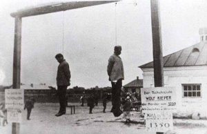 In Ukrainian town of Zhitomir, invading Nazis hang 2 local rabbis, forcing 402 local Jewish people to watch, then massacre them.