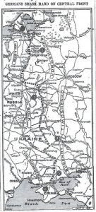 Germans smash hard on central fron, 1941. German forces have smashed through Red Army lines on the road to Moscow, now behind Red Army lines meant to be defending city of Vyazma. New York Times map (vastly understating German advance):