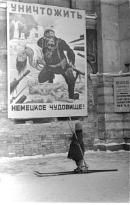Besieged city of Leningrad is paralysed with cold & hunger; Soviet propaganda a grim joke: "Destroy the German beast!"