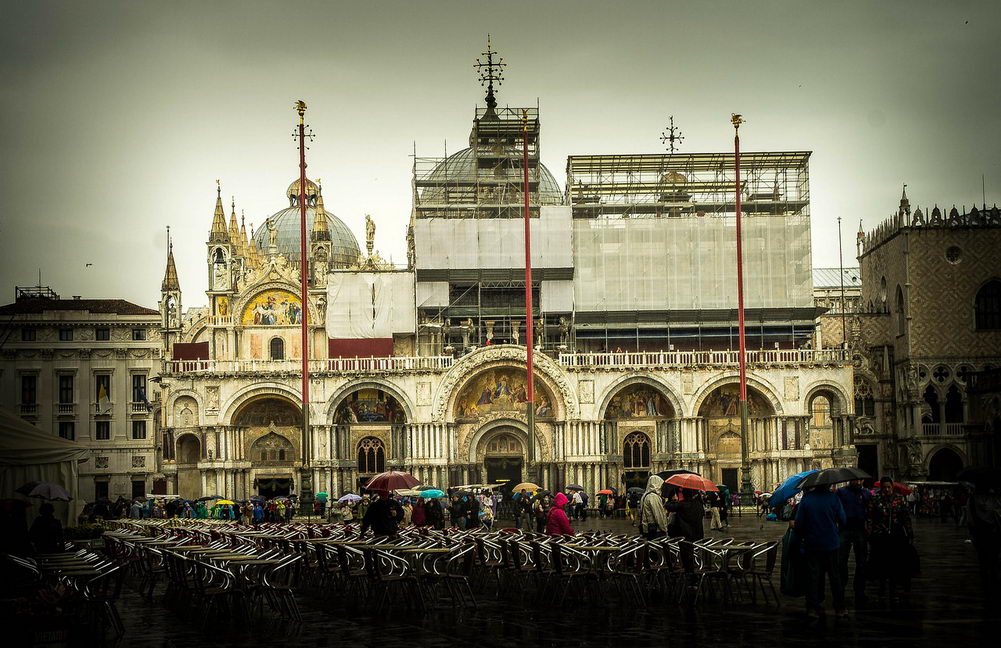 St Mark's Basilica, Venice Italy at rainy day