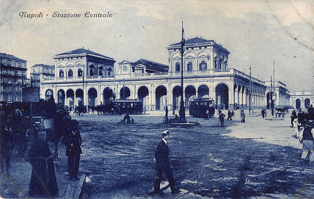 Napoli train station antique postcard