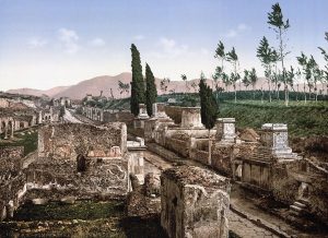 Pompeii, view of the Forum and the Street of the Tombs