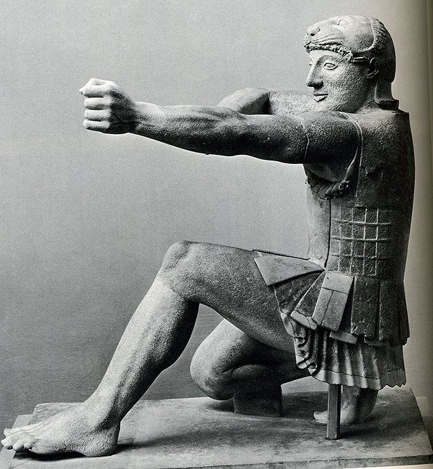 Theseus from the temple of Aphaea Athena at Aegina island,Greece, about 500 BC. Munich Glyptothek