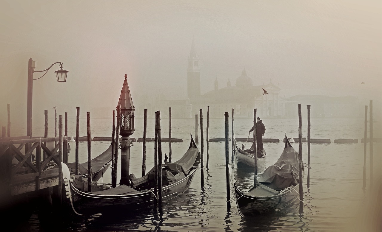 Venice Italya Gondol Lagün