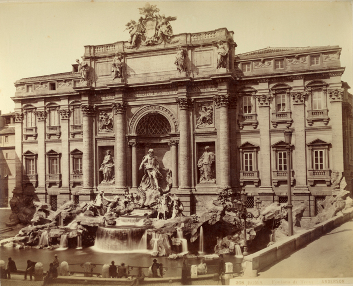 Trevi fountain, Rome, Italy (old photo)