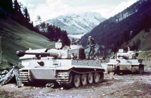 Two German Tiger tanks from the schwere-Panzer-Abteilung 508 in the Brenner Pass at the Austria–Italy border, 1943