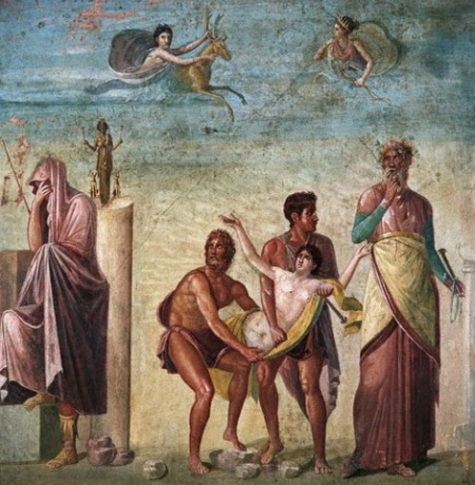 Thargelia (Greek Θαργήλια) was one of the chief Athenian festivals in honour of the Delian Apollo and Artemis, held on their birthdays, the 6th and 7th of ... This ancient painting from Pompeii, which once graced the peristyle of the House of the Tragic Poet, depicts Agamemnon about to sacrifice his daughter Iphigenia, a disturbing story first told by Homer in the Iliad, Book II. This painting, however, follows the version performed in Athens in the late fifth century B.C., the finale of Euripides's play IPHIGENIA IN AULIS