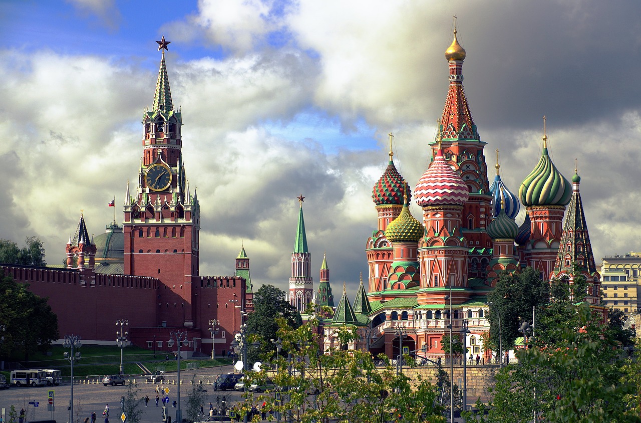 Moscow Spasskaya Tower St Basil's Cathedral Russia he Cathedral of the Intercession of the Virgin on the Moat is better known as the Cathedral of Saint Basil the Blessed: St Basil’s Cathedral. It is the most recognizable church in Russia.