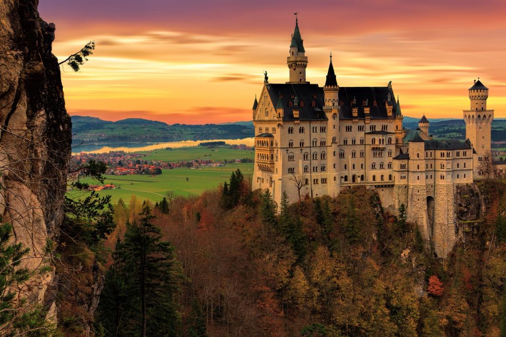 Neuschwanstein Castle sunset Bavaria Germany