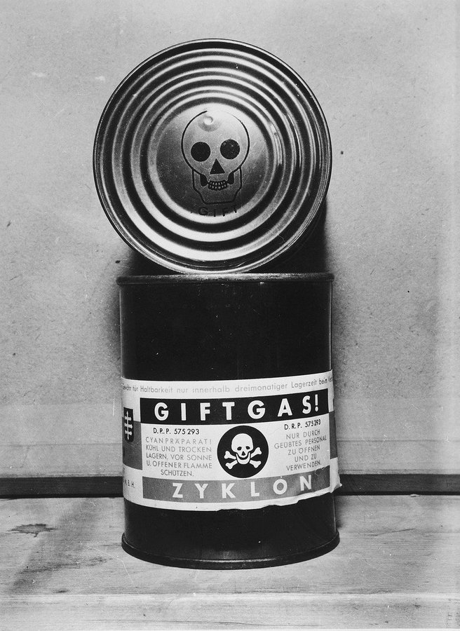 At Auschwitz concentration camp, Nazi SS are testing cyanide gas "Zyklon B" on humans for the first time, in search of more efficient means of mass murder.